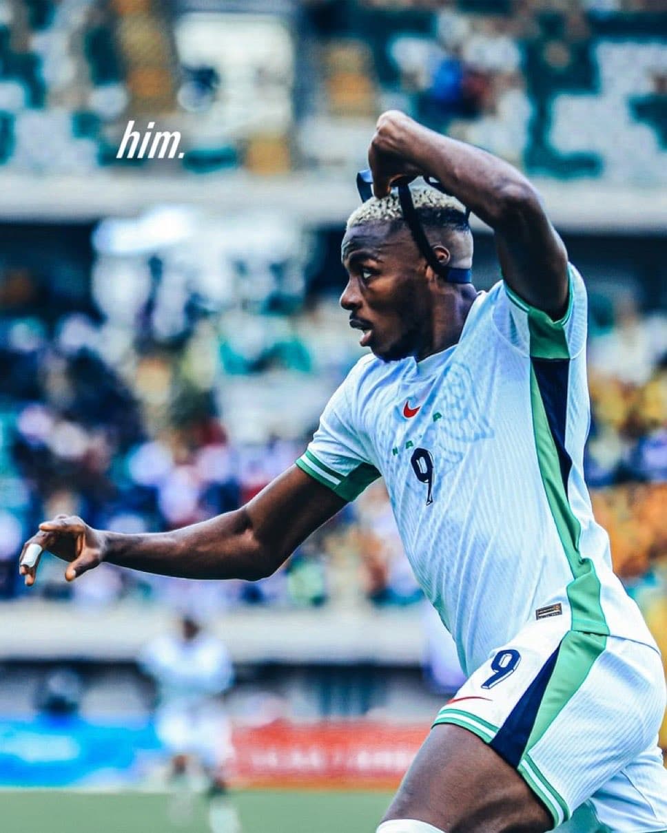 Nigeria's Victor Osihmen, celebrating his goal